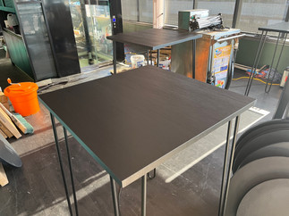 Restaurant table wrapped in LG Benif RSJD2 interior vinyl 