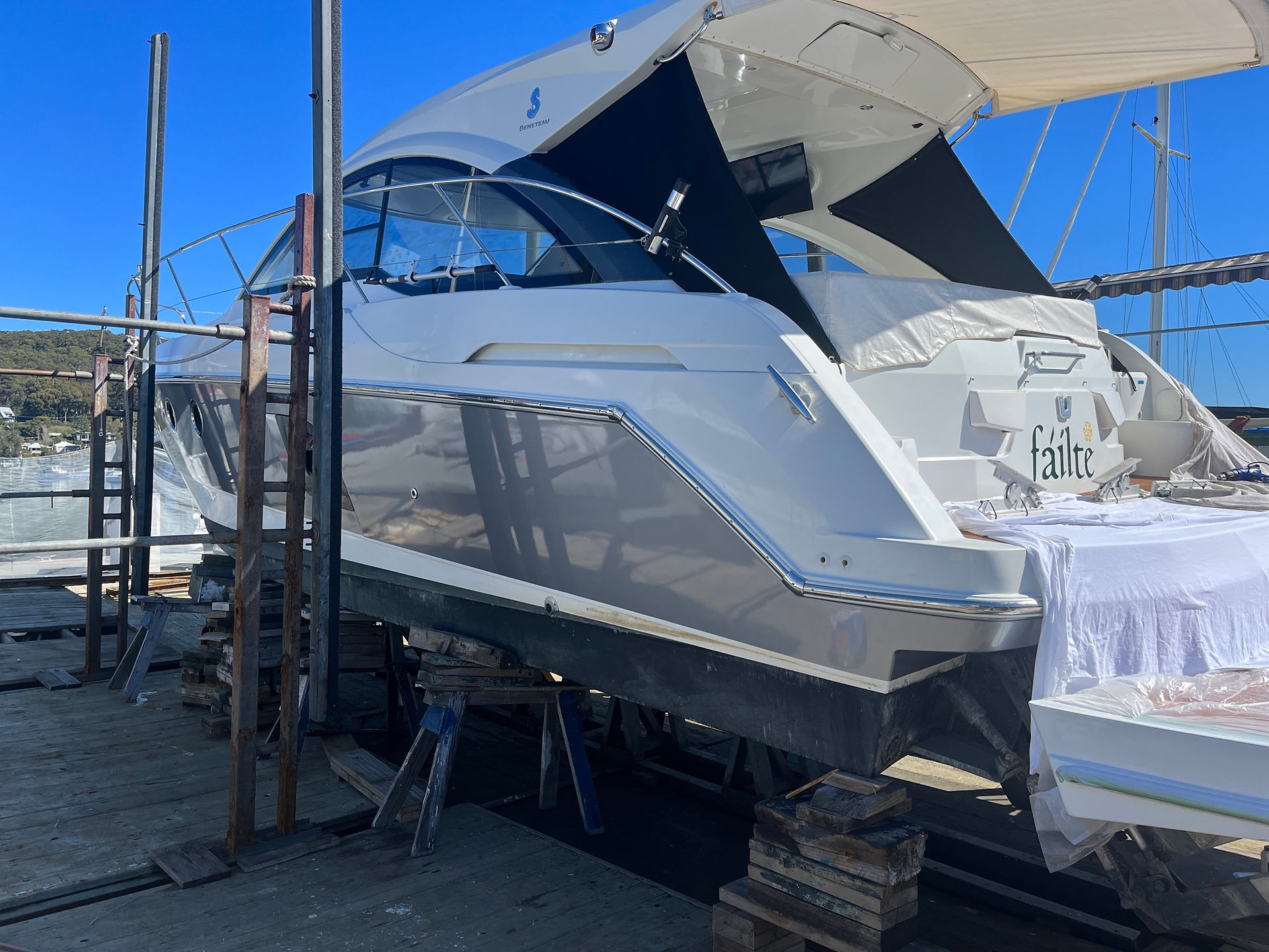 Beneteau GT 38 wrapped in 3M Gloss Sterling Silver vinyl