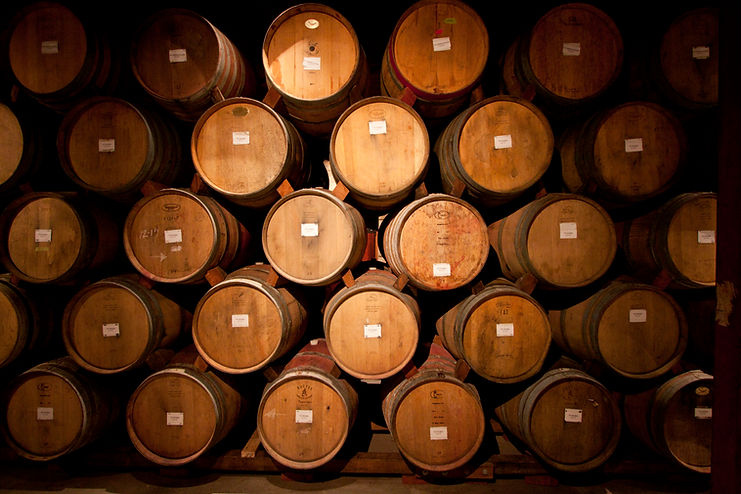 Stacked Wooden Barrels