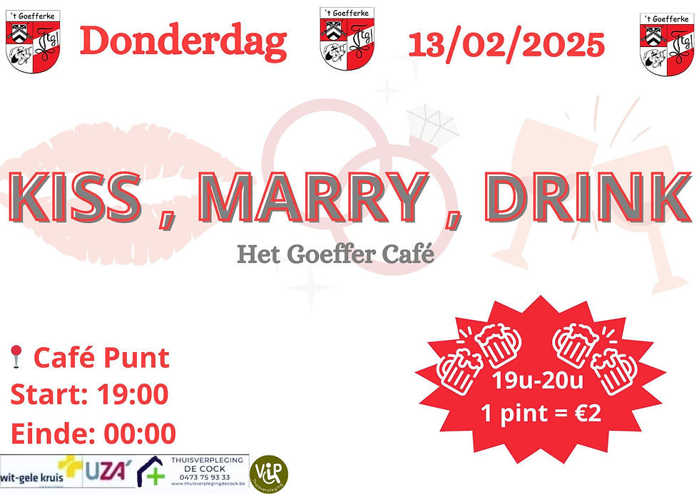 Kiss-marry-drink café avond