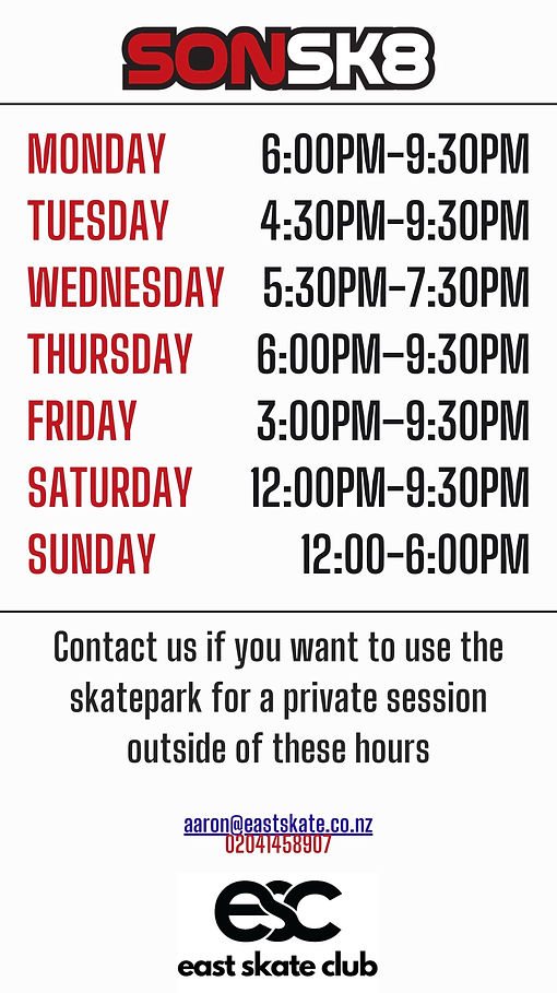 hours open sonsk8 indoor