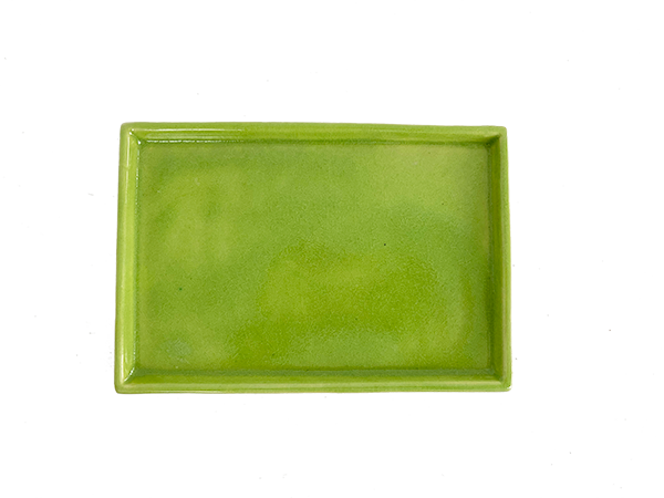 Thumbnail: 10"x7.5" Grass Green Rectangle Bonsai Pot with Tray