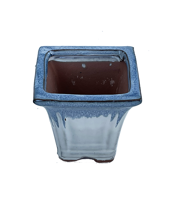 Thumbnail: 4" Blue & White Bonsai Pot - Square