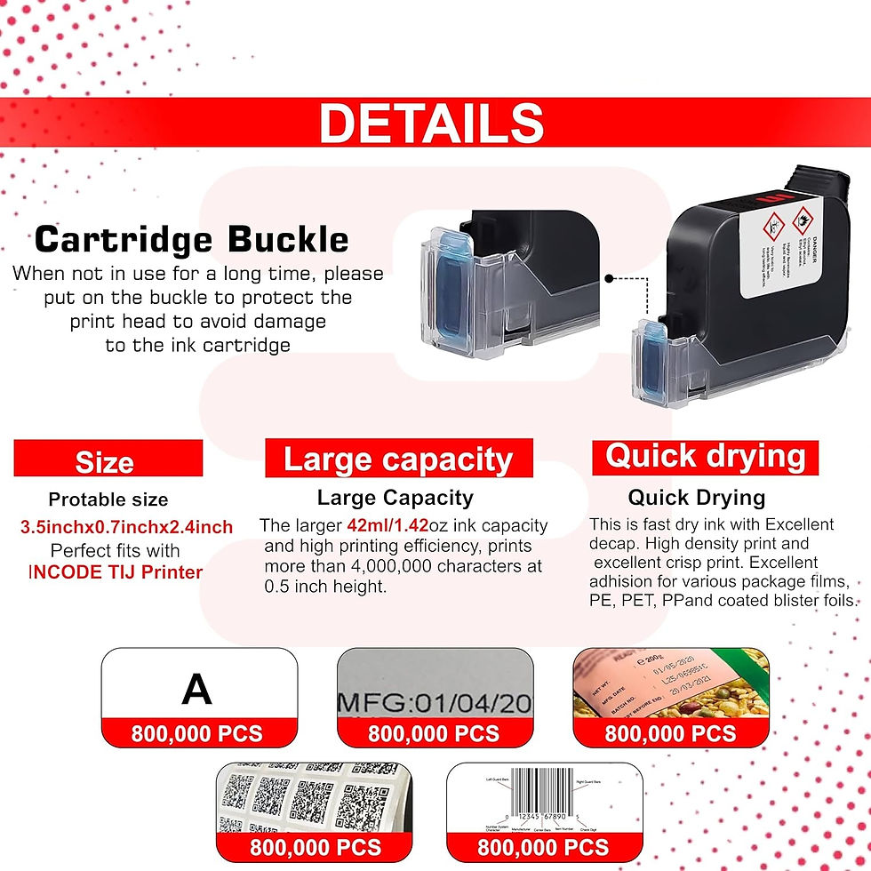 Thumbnail: 12.7mm Thermal Inkjet Cartridge Black Quick-Dry Ink for Handheld Batch Coding