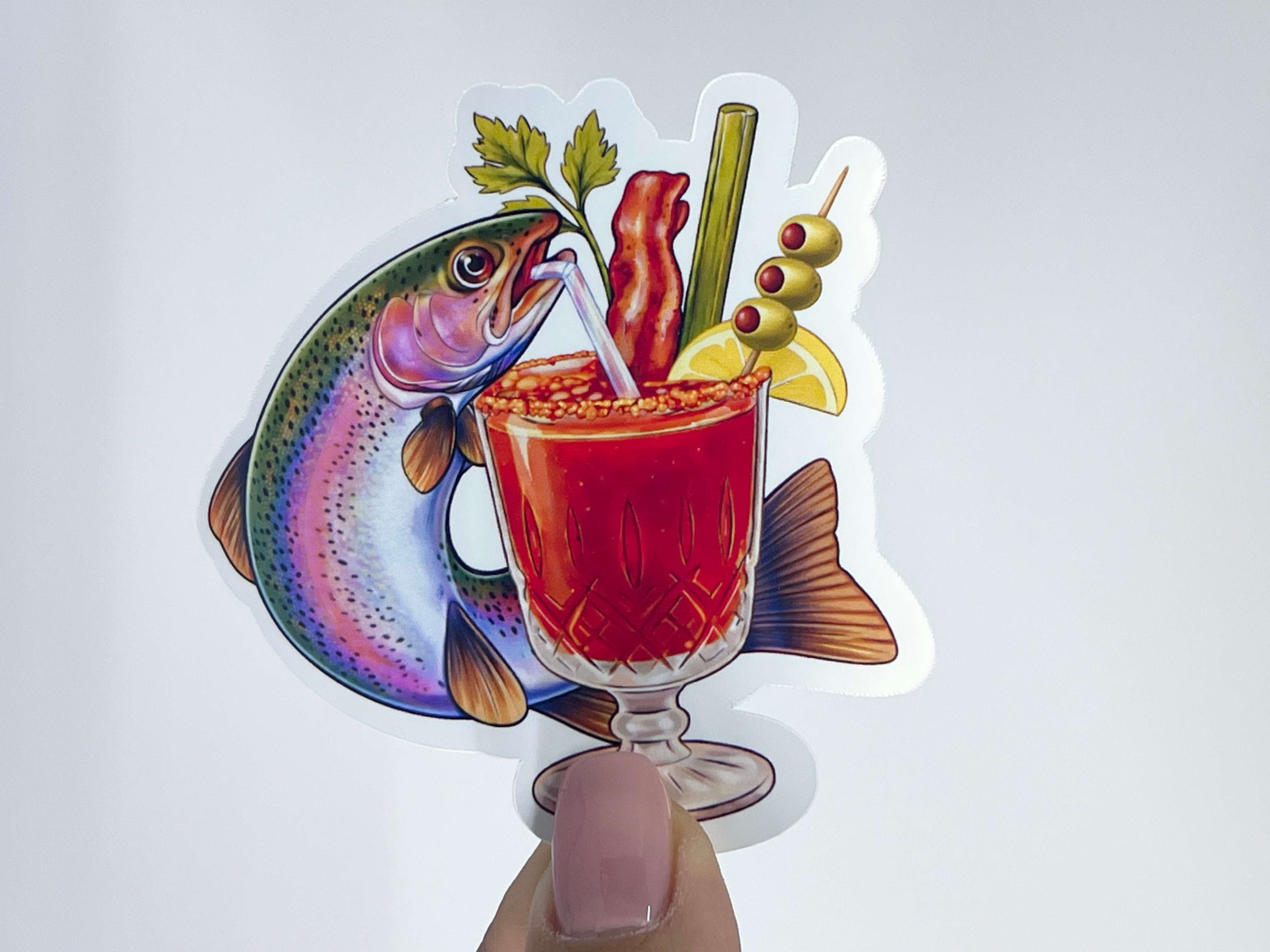 Bloody Mary Trout Sticker | Funny Fish Cocktail Sticker