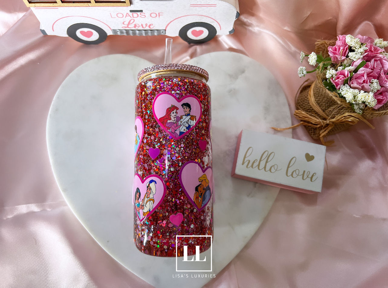 Disney Princess Love Glitter Glass Libby Cup