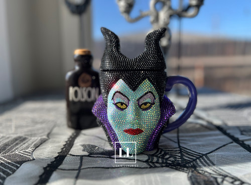 Hand Blinged Maleficent Ceramic Mug | Lisa's Luxuries