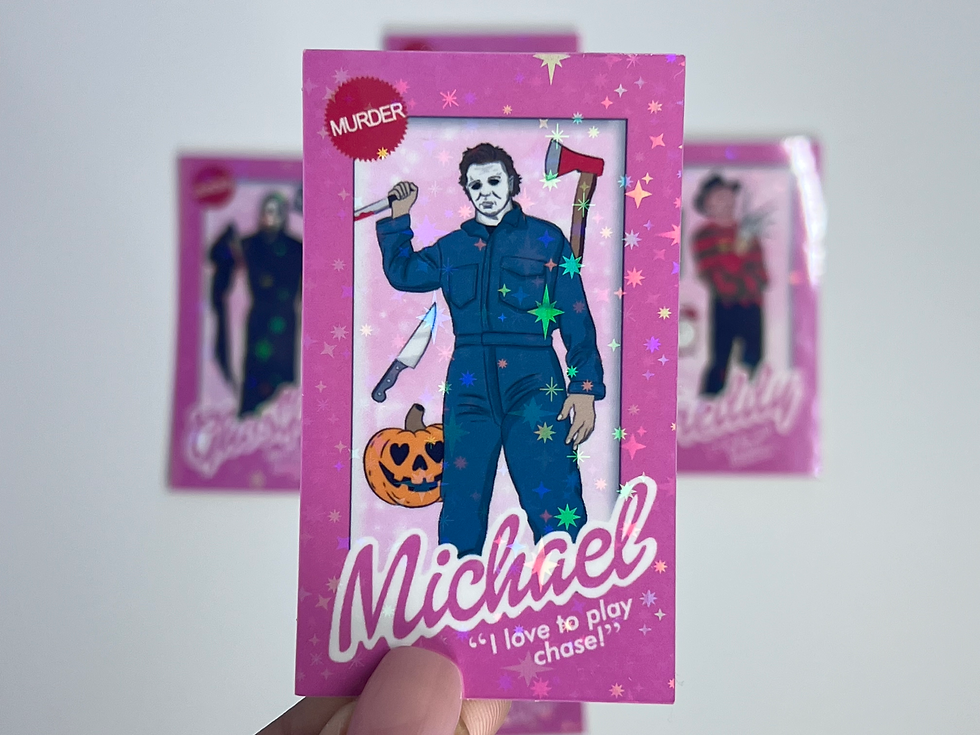 Thumbnail: Pink Horror Film Holographic Stickers