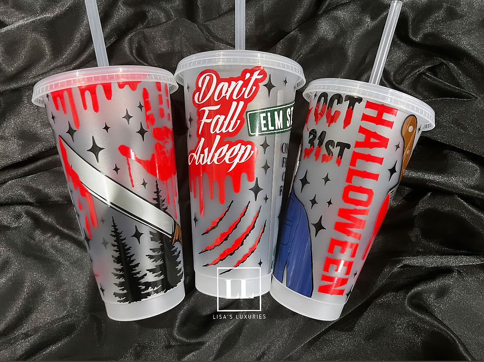 Thumbnail: Horror Film Reusable 24oz Cold Cups | Jason, Freddy Krueger & Michael Myers Cup
