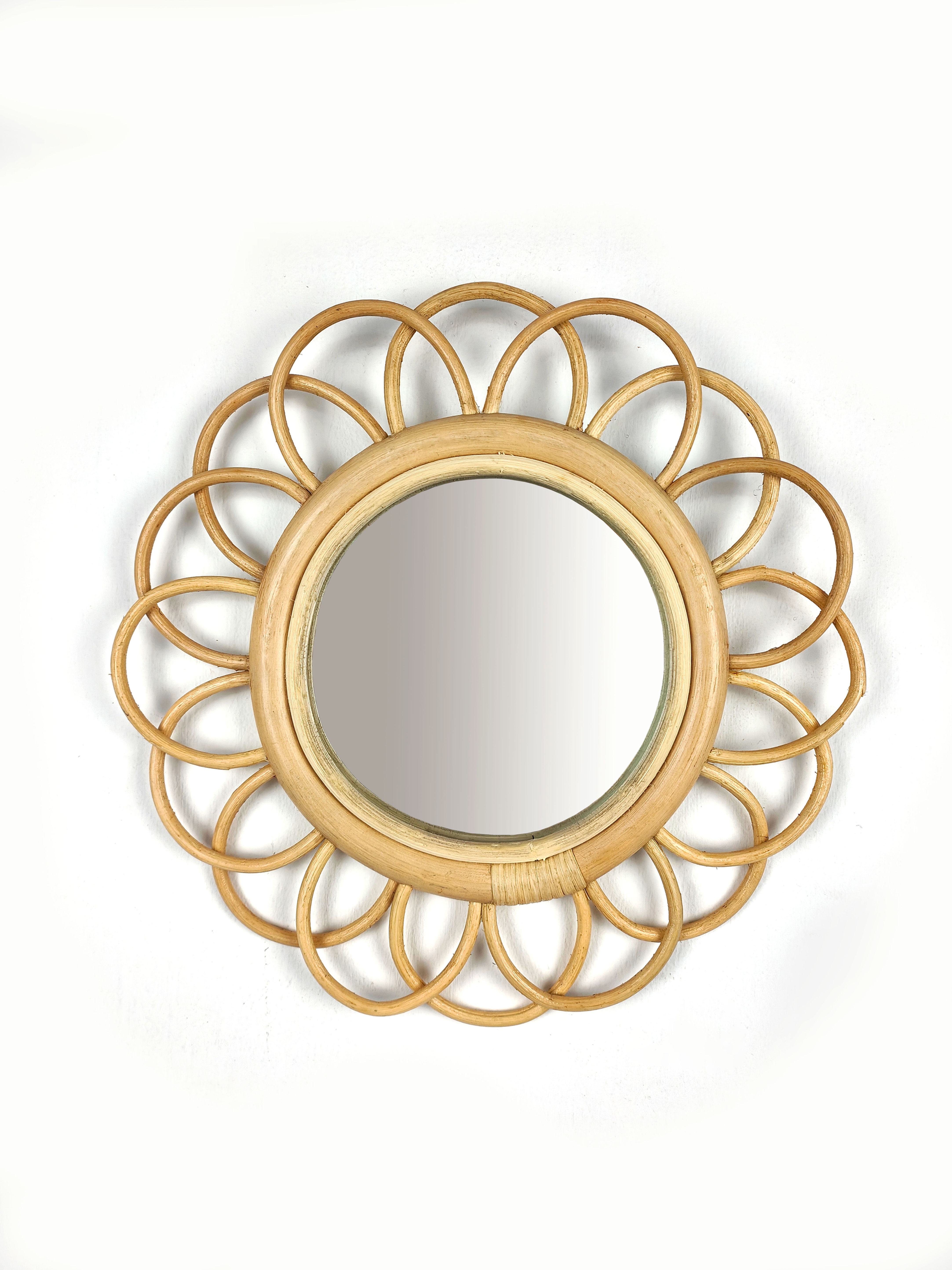 Mandala - Miroir en rotin