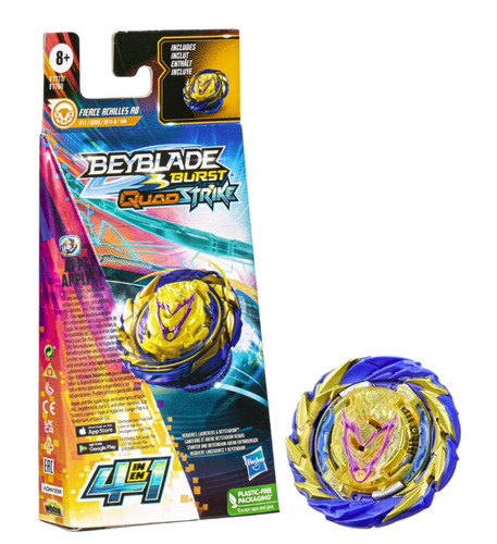 Beyblade Burst QuadStrike, Single Pack Fierce Achilles A8 | Tulip