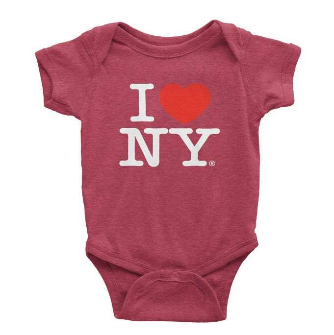 Thumbnail: I Love NY Baby Bodysuit Officially Licensed Infant Snapsuit Heather Denim 18M