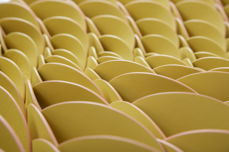 Hover, leather artwork by Vanda Berecz, 2023