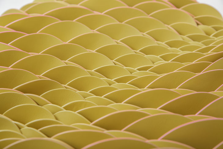 Hover, leather artwork by Vanda Berecz, 2023