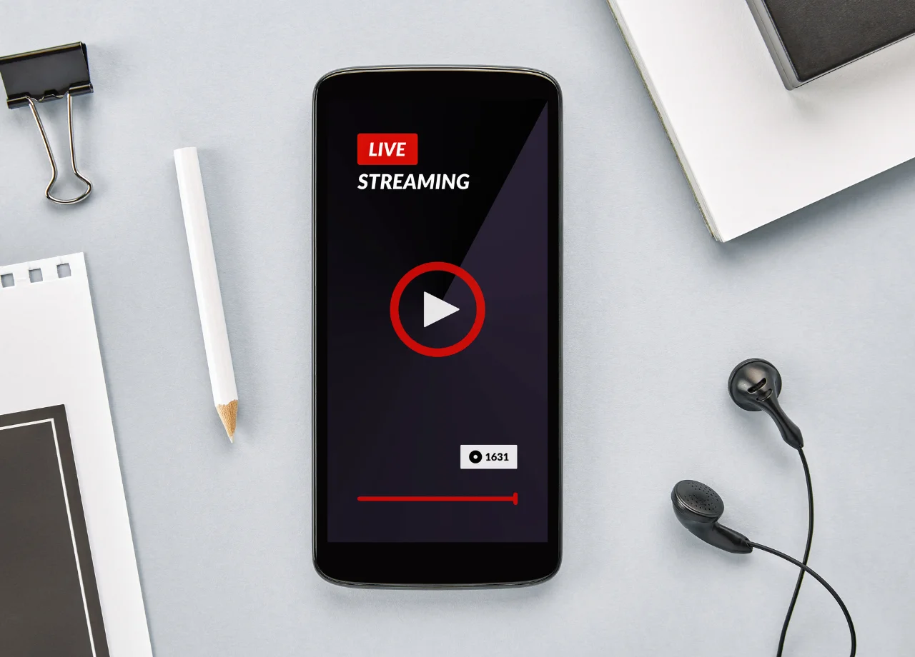 Smartphone muestra una pantalla de Live Streaming