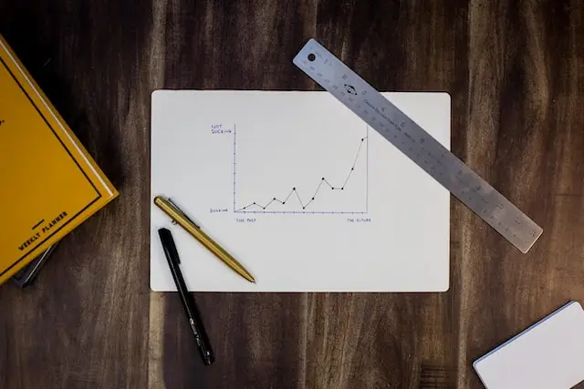 Gráfico dibujado sobre una hoja de papel sobre un escritorio