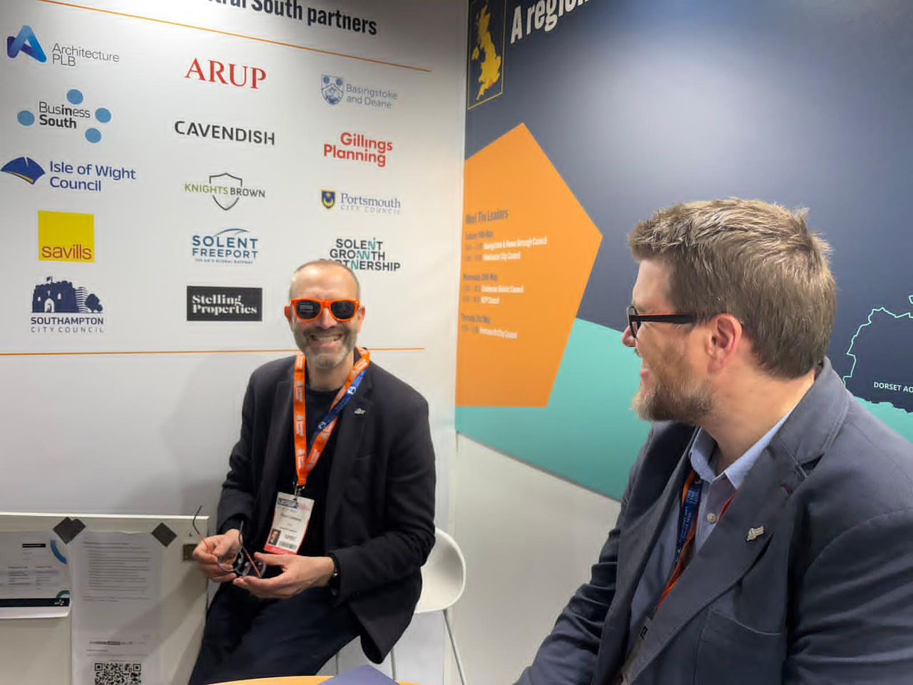 ArchitecturePLB Directors Paul Conway (left), and Paul Phasey (right) at the Central South stand at UKREiiF