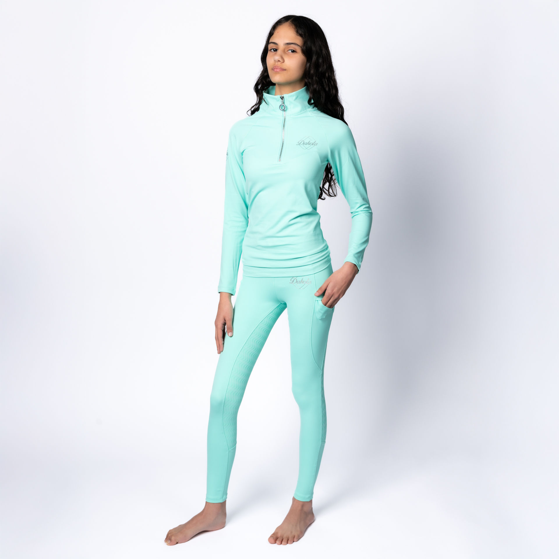 Limited Edition Dakota Children's Full Seat Leggings (Mint & Silver)