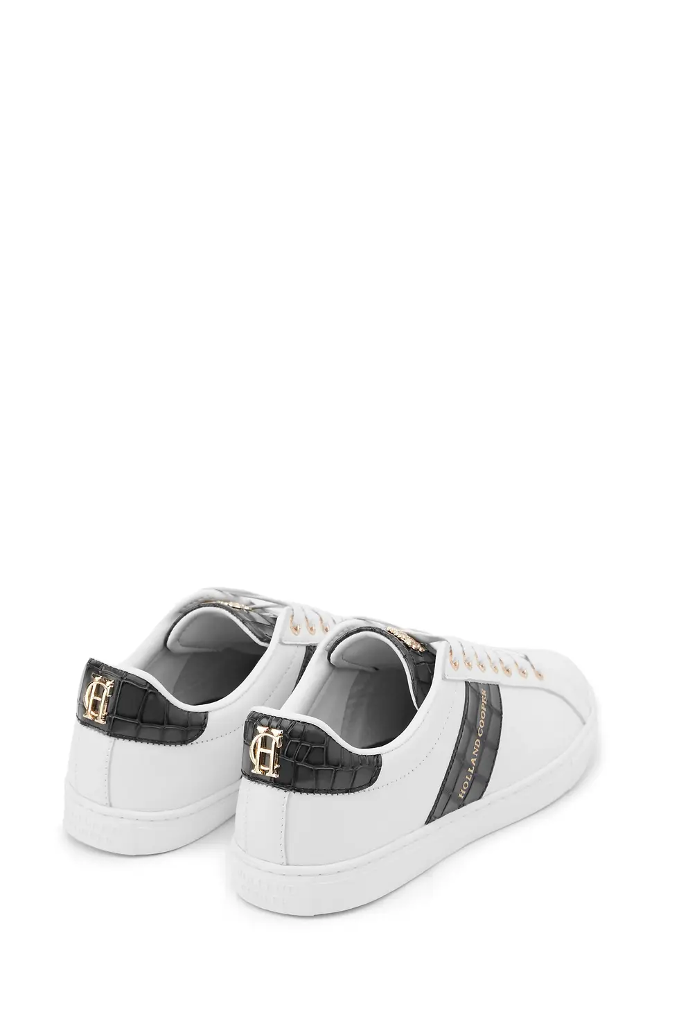 Thumbnail: Holland Cooper White & Black Croc Print Trainers