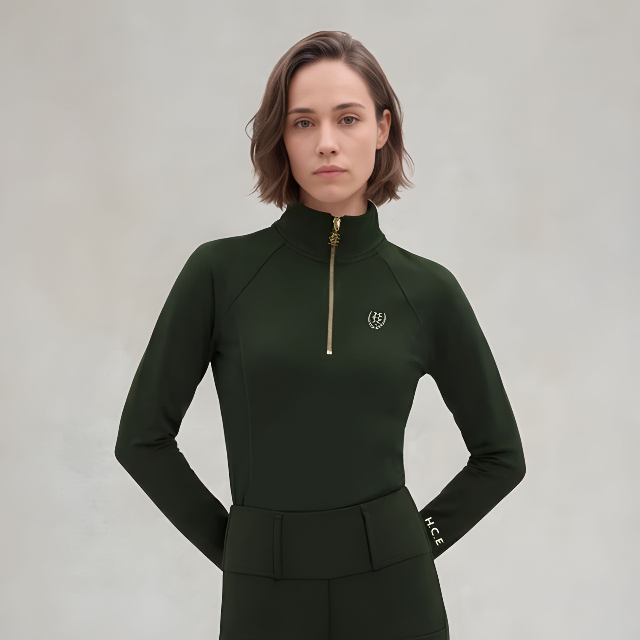 Holland Cooper Cranborne Long Sleeve Base Layer (Dark Olive)