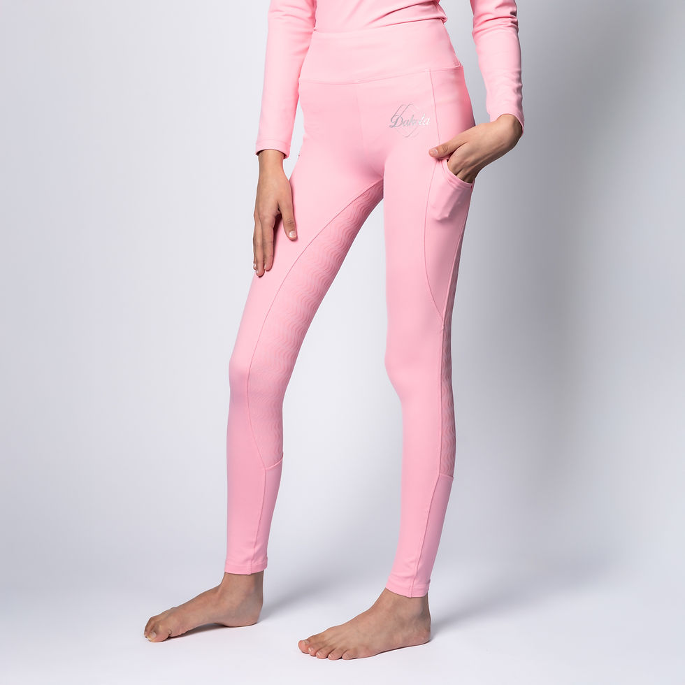 Thumbnail: Dakota Children's Full Seat Leggings (Pink & Silver)