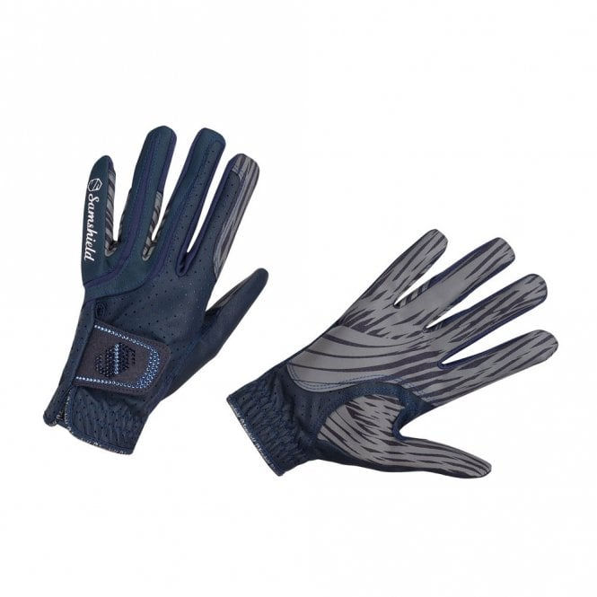 Samshield Navy & Light Blue Swarovski Riding Gloves