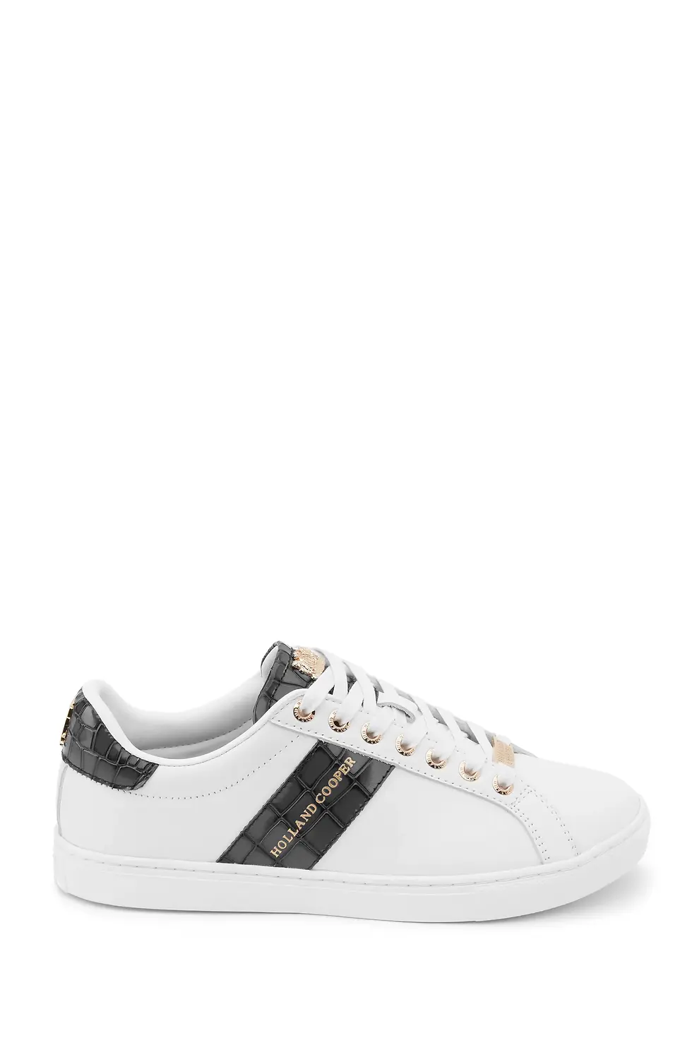 Thumbnail: Holland Cooper White & Black Croc Print Trainers