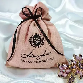 Saquinho para joias em crepe amanda  com fita em gorgurão