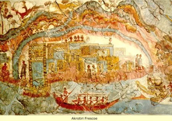 Μικρογραφική ζωοφόρος του στόλου, Νωπογραφία από το Ακρωτήρι, Θήρα, περ.1550 π.Χ