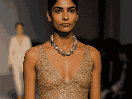 A close‑up of a Baroque pearl necklace with irregular, organic pearls, showcasing the beauty of imperfection. Popular in 2025 jewelry trends, Baroque pearl necklaces are paired with Indian outfits like sarees and lehengas, symbolizing elegance and craftsmanship.