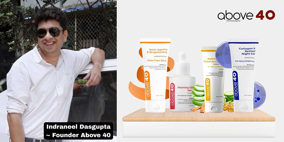 Above 40 skincare product lineup featured in Metro Mode Fashion’s ‘The Dialogue’ interview, highlighting Korean skincare solutions for mature skin and beauty after 40.
