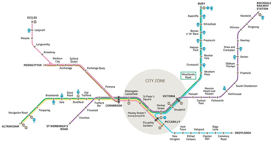 マンチェスター・トラム路線図
