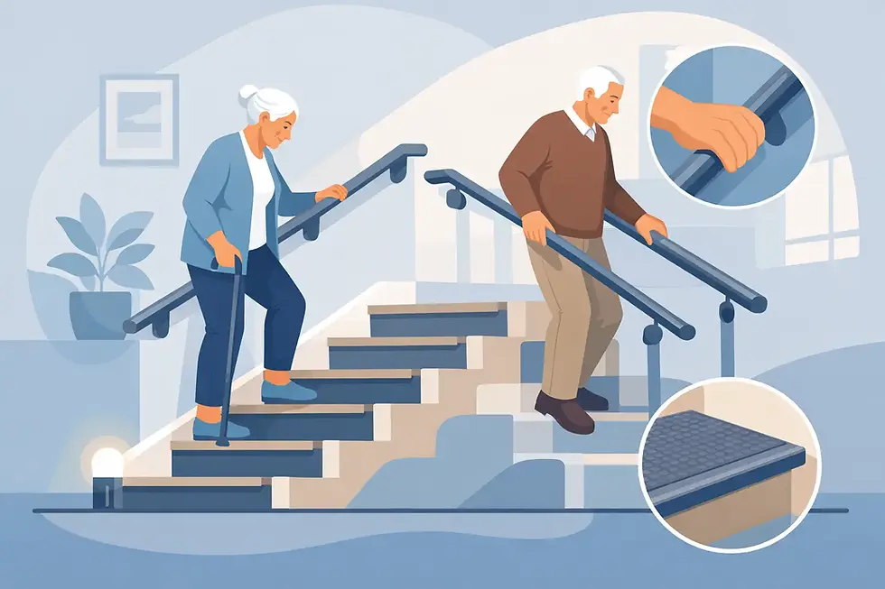 Seguridad en escaleras para adultos mayores