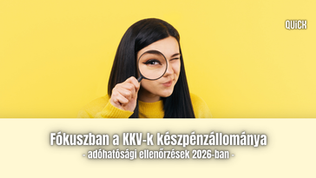 fókuszban a kkv-k készpénzállománya adóhatósági ellenőrzések 2026-ban felirat quick pénzügyi nyilvántartó költség bevétel
