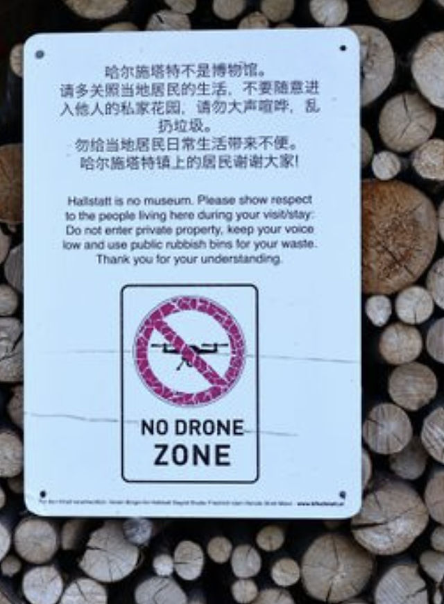 Anti Drone sign in multiple languages