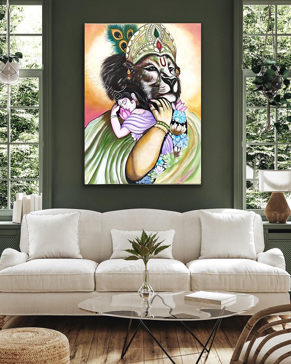 Thumbnail: Lord Narasingh- Indian art, modern handmade paintings