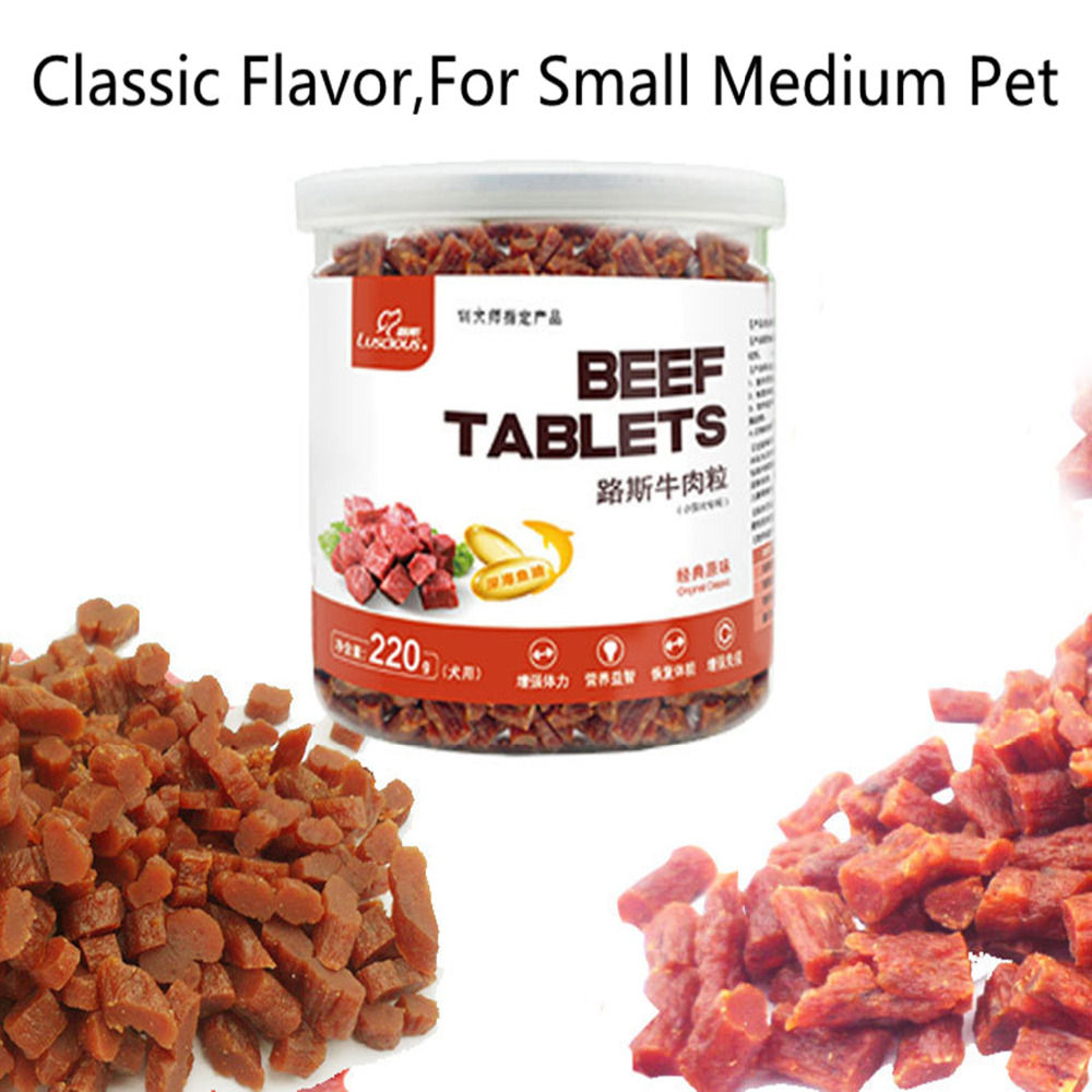 220g 100% Natural Dry Pet Dog Food Snack Chews Treats Training Beef Granules Twi