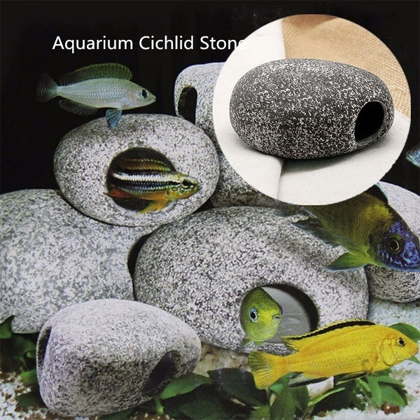1/2/4Pcs Cichlid Stone Cave Aquarium Fish Tank Pond Ornament Decoration Shrimp B
