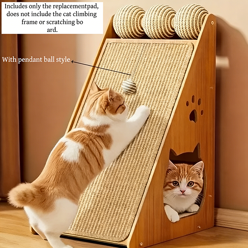 Standing Sisal Cat Scratcher with Hanging Ball, Space Saving Cat Furniture, Prot