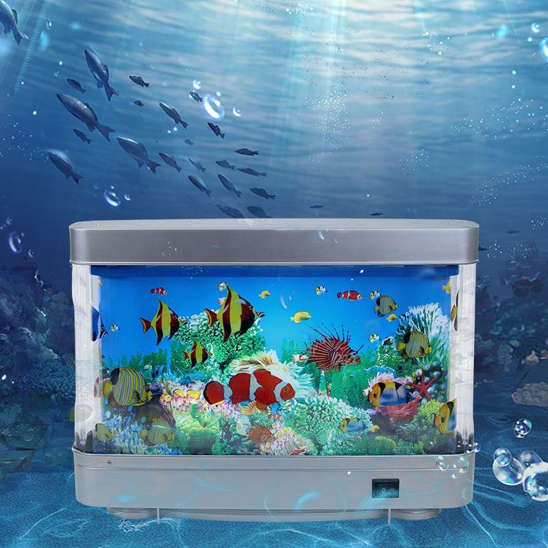 Tropical Fish Tank Lamps Artificial Aquarium Decor Virtual Ocean in Motion Night
