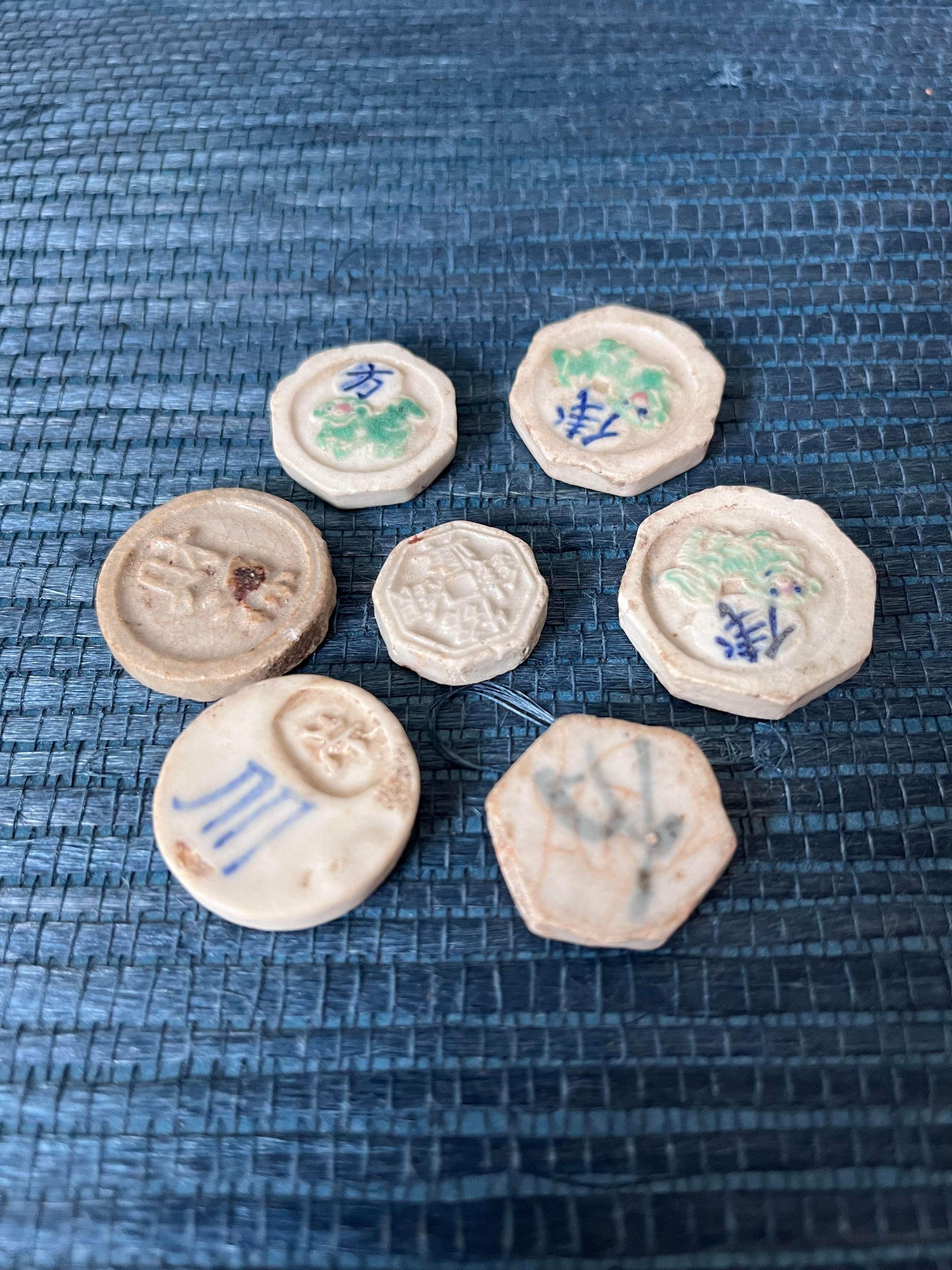 Antique Thai Porcelain Gambling Tokens (7)