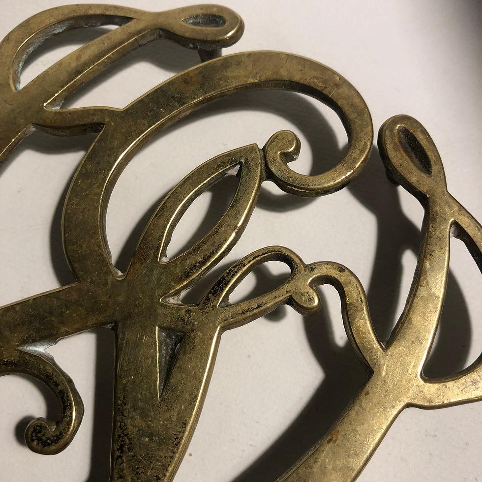 Thumbnail: Virginia Metalcrafters Brass Bicentennial George Washington Cypher 1776 Trivet