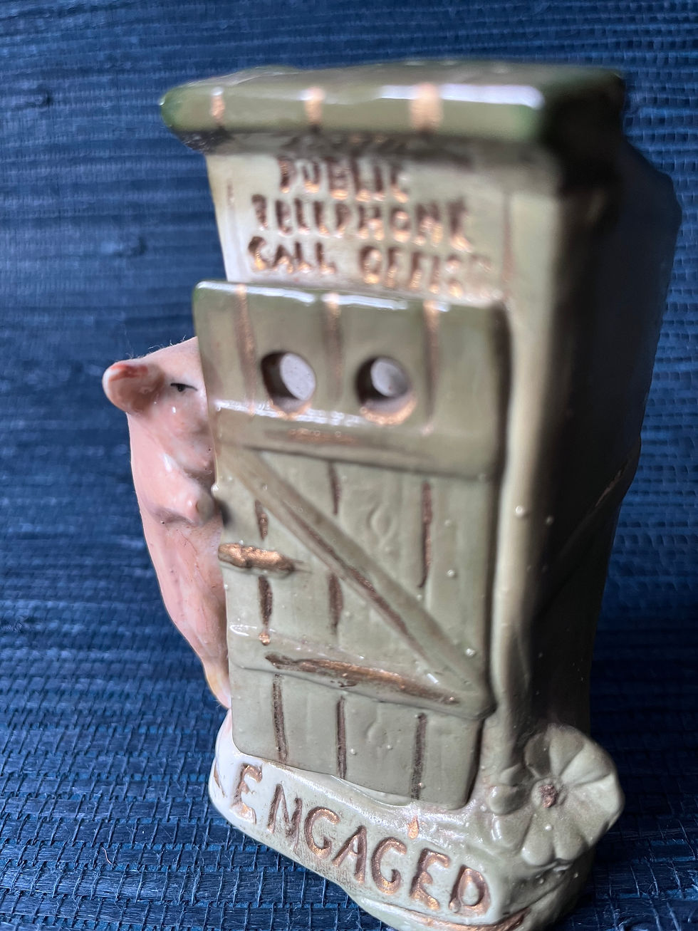 Thumbnail: Antique German Pink Pig Engaged Telephone Booth Vase Fairing