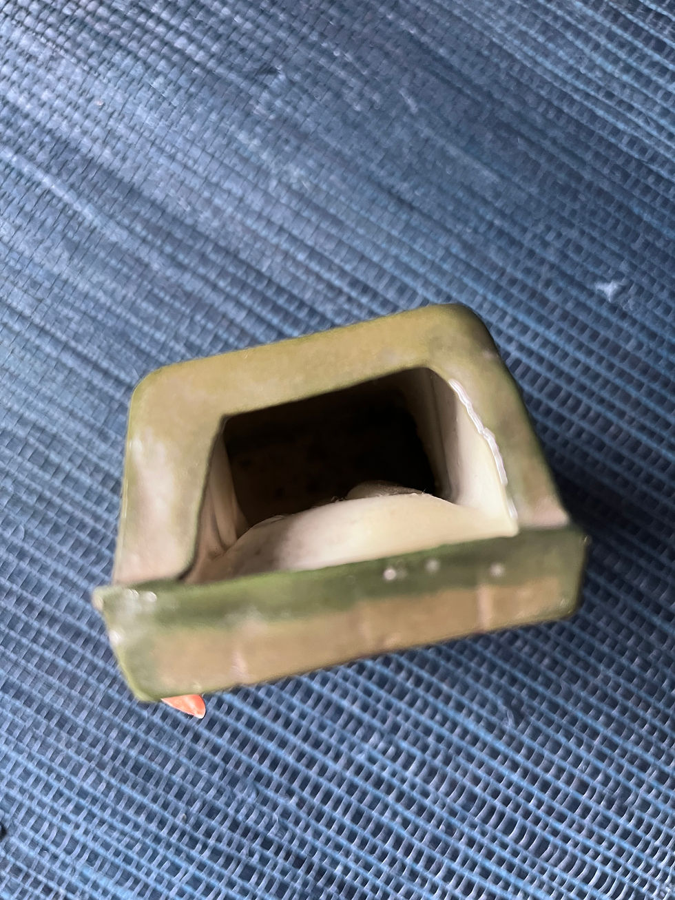 Thumbnail: Antique German Pink Pig Engaged Telephone Booth Vase Fairing