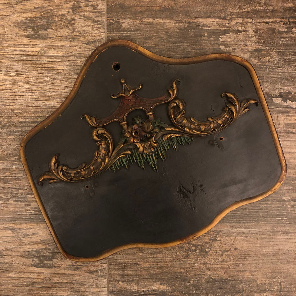 Antique Wooden Chinoiserie Plaque