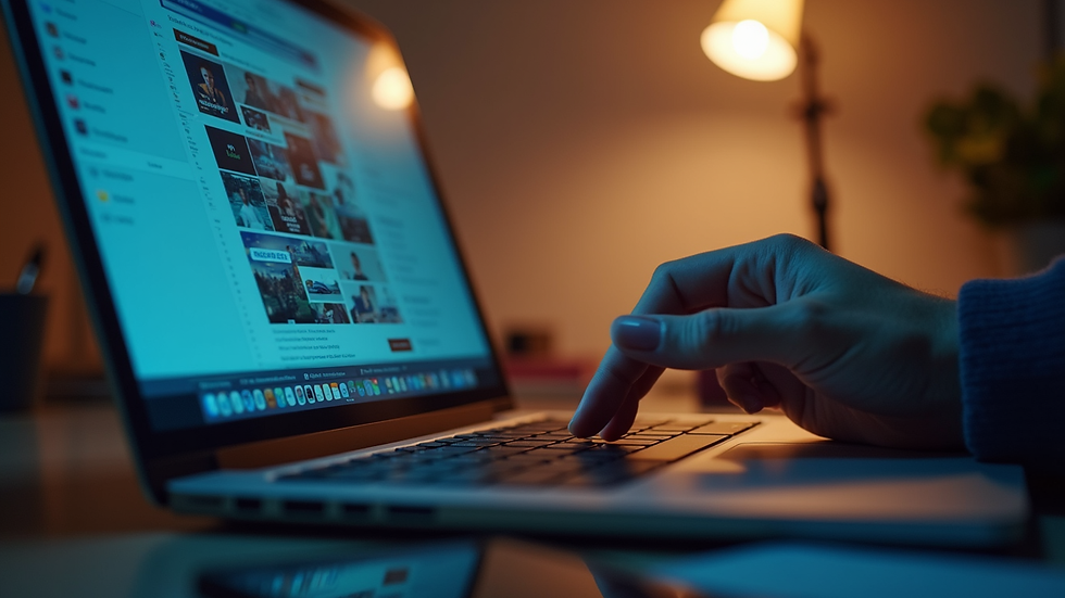 Eye-level view of a person browsing digital gadgets on a laptop