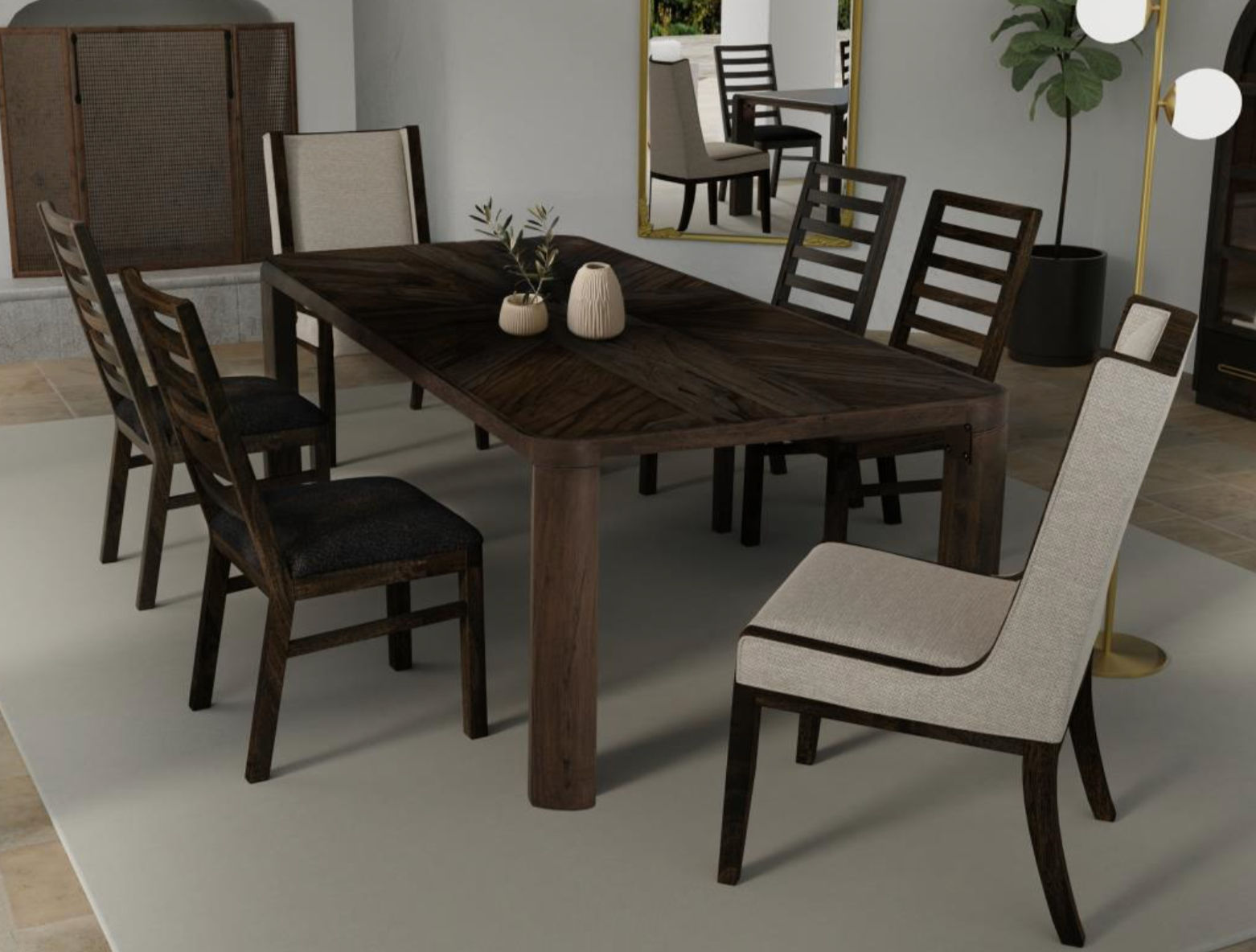 The Balam Dining Table dark brown