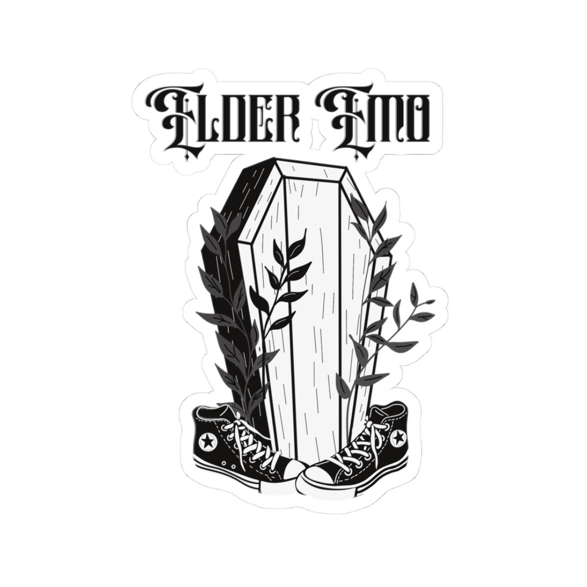 "Elder Emo" Coffin Sticker / Vinyl Decal