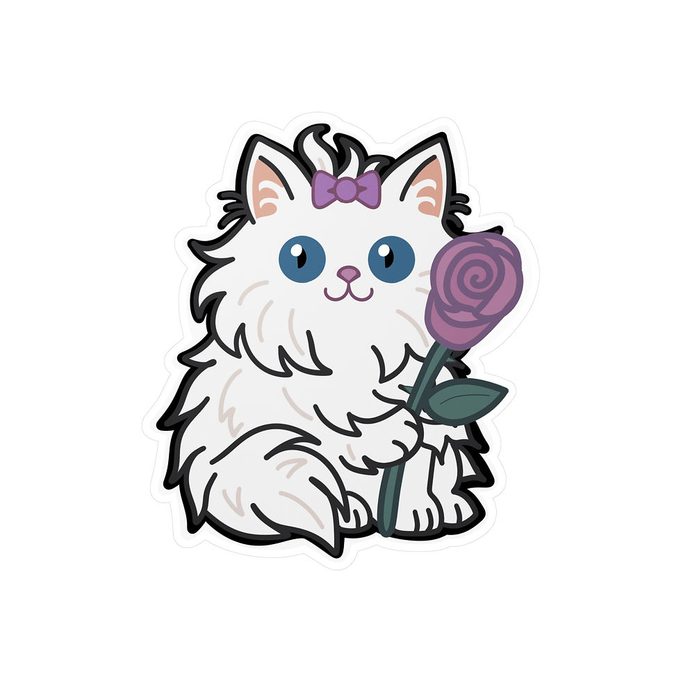 Thumbnail: Rosalia (Rosie) Cathella - Kawaii White Cat Vinyl Decal Sticker