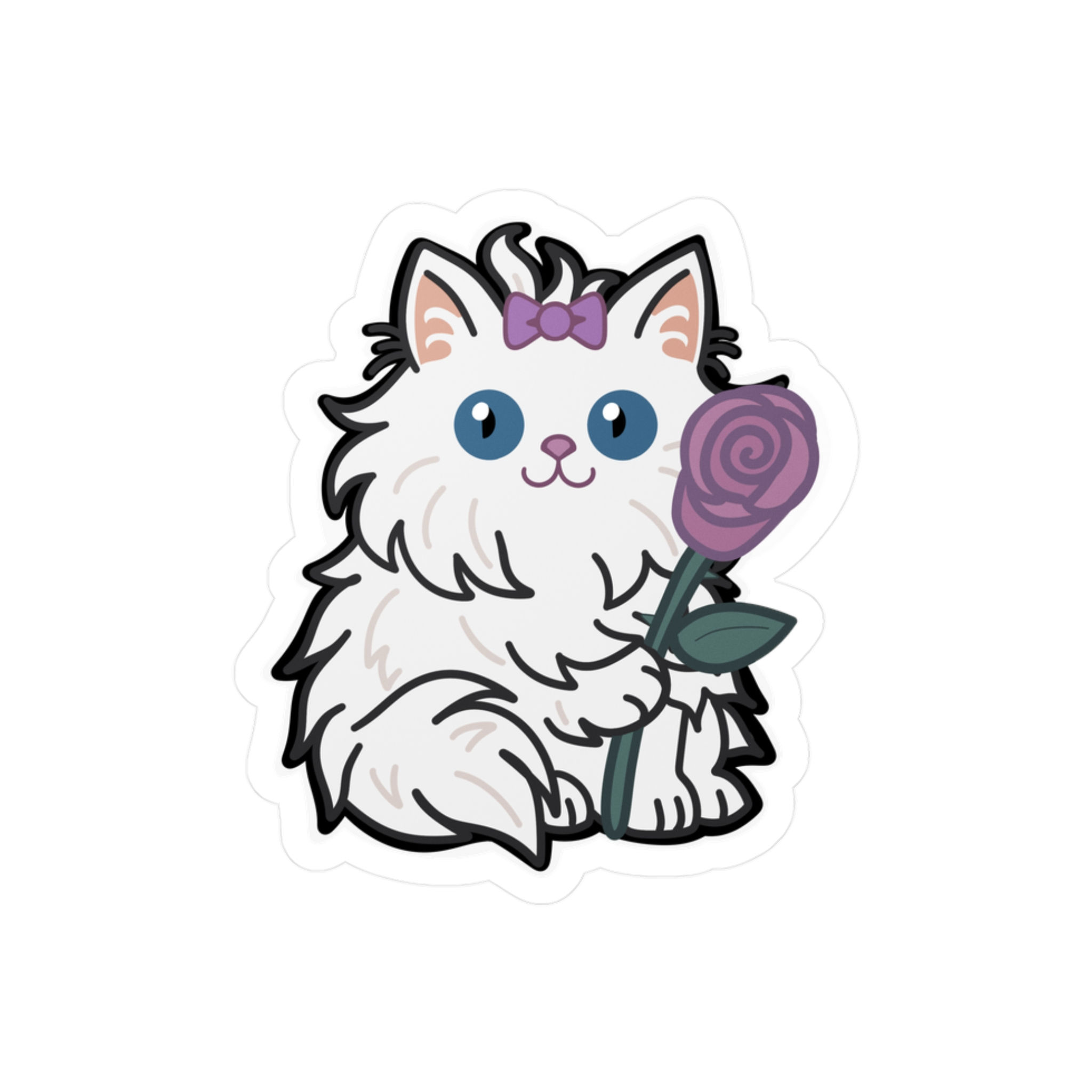 Rosalia (Rosie) Cathella - Kawaii White Cat Vinyl Decal Sticker